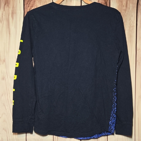 Jordan Kids Long Sleeve Tee - Navy and Neon Yellow Size XL Youth - Picture 4 of 5